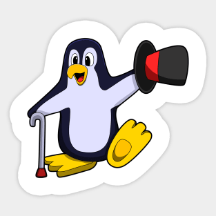 Penguin as Gentleman with Hat & Walking stick Sticker